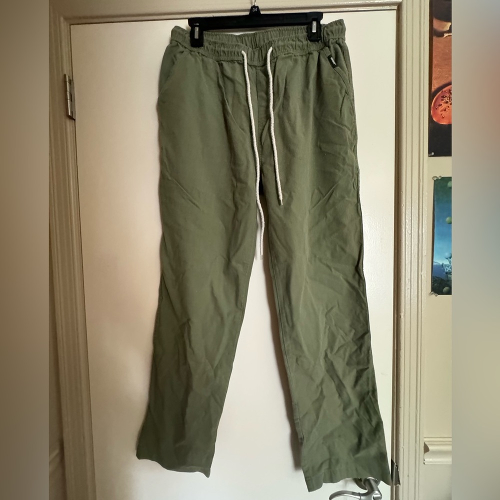 Hoerey Men’s Elastic Waist Olive Green Men’s Pants - M